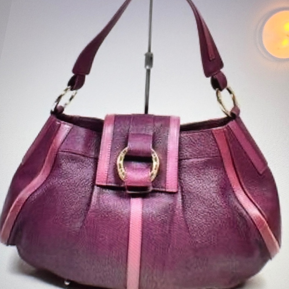 BVLGARI Purple Leather Hobo Bag- EUC 💜 The bag is 14” L X 4.5” W